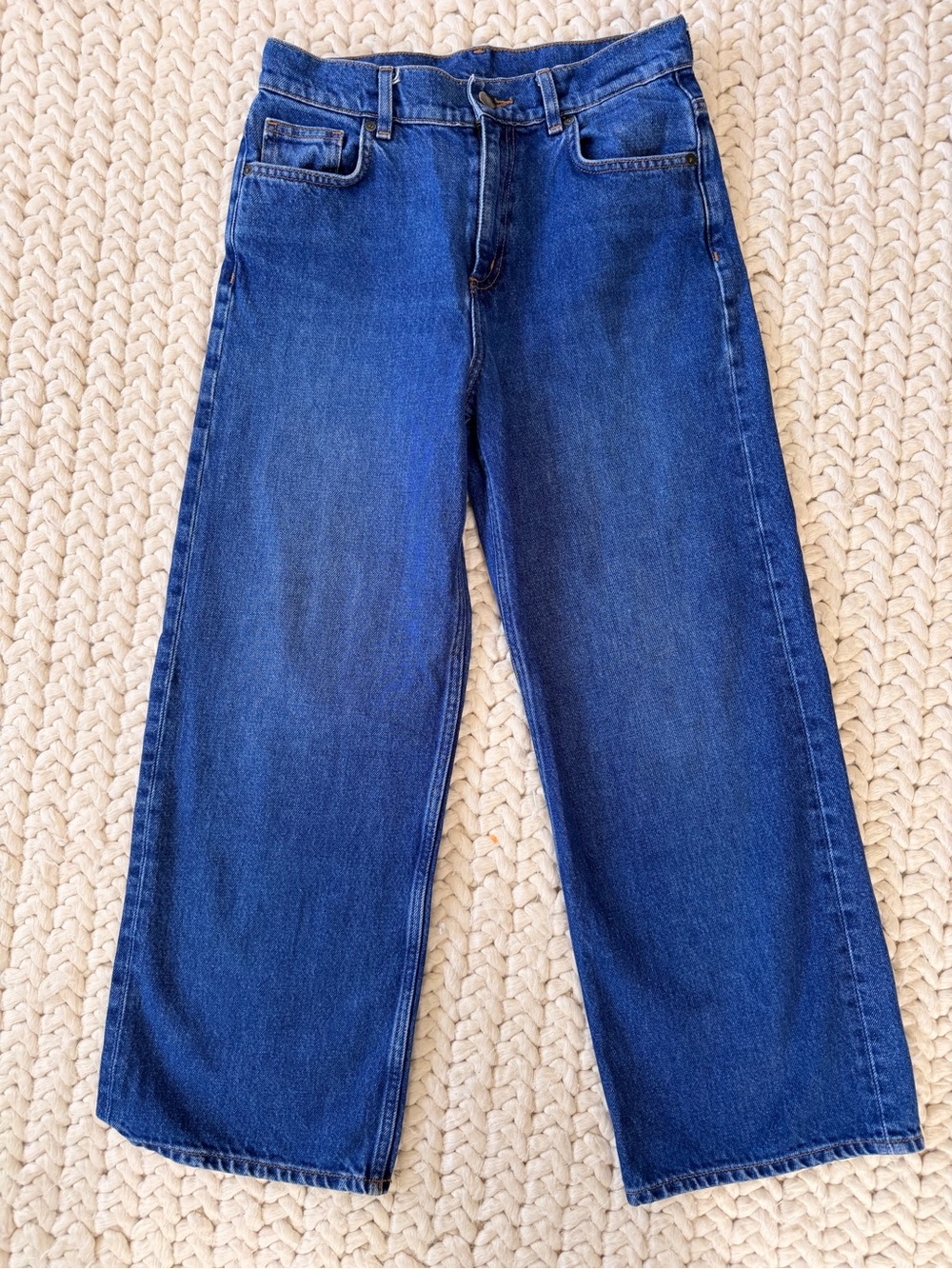 COS High Rise Wide Leg Cropped Jeans Broken-In Soft Denim